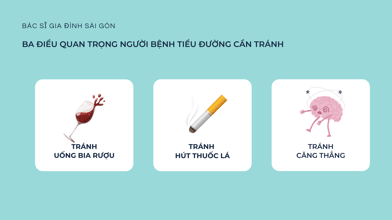 Tránh uống rượu, tránh hút thuốc, tránh stress